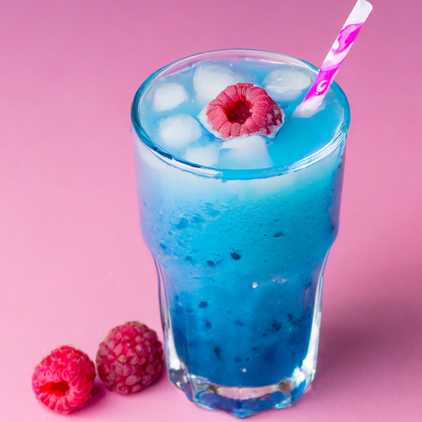 Mocktails with blue raspberry syrup