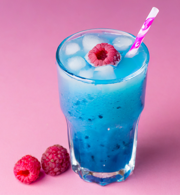 Mocktails with blue raspberry syrup